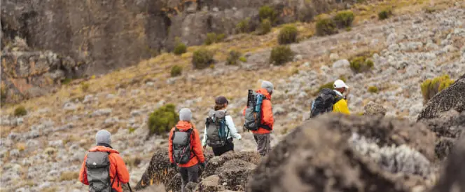 Trekking from Mawenzi Tarn Camp to Kibo Hut Camp