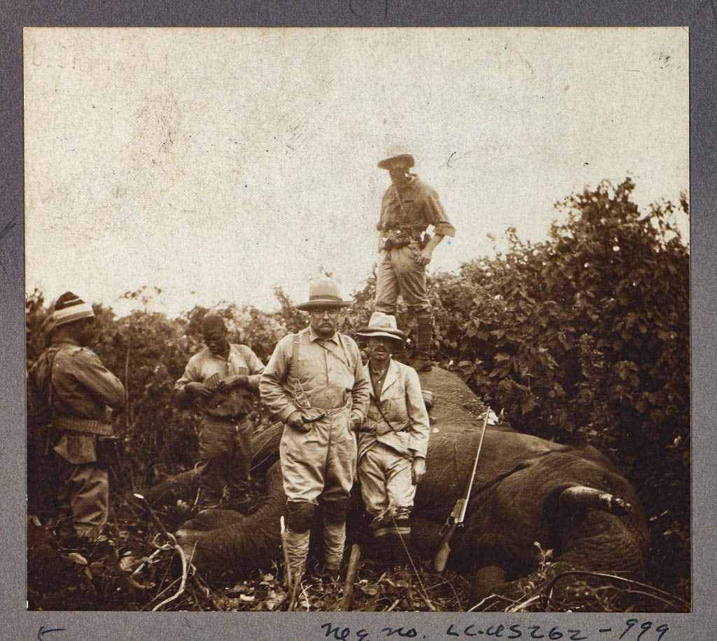 Safari one hundred years ago. Theodore Roosevelt on a hunt in East Africa. Published 1919, Library of Congress archives.